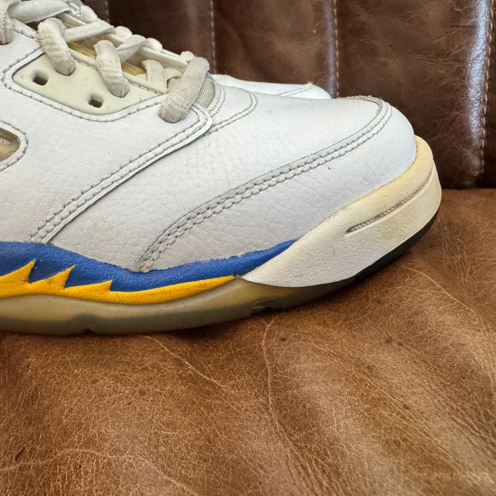 Jordan 5 Retro Laney White Blue Yellow‎ 440888-189 Boys Size 7Y Mens 7 2013